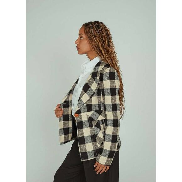 Smythe Cut Away Blazer in Black Check 10 - Picture 2 of 3